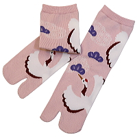 お祭り！和柄足袋ソックス！鶴（ピンク）